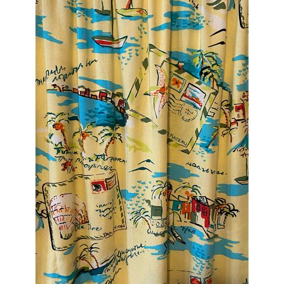Holly Lane Women's Yellow Sea Shore Postcard Print Lightweight Skirt Size Large - Picture 3 of 8